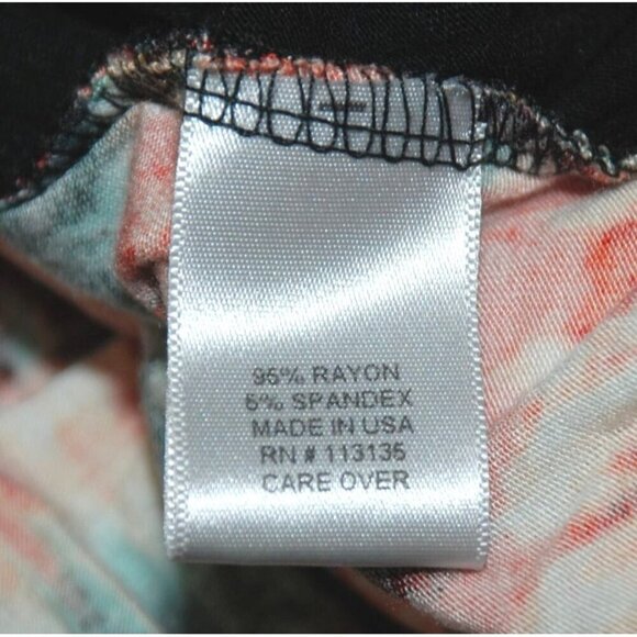 Jillian Nicole Ladies Abstract Blouse Top Size L Stretch 3/4 Sleeve Wrap Look - Picture 8 of 9